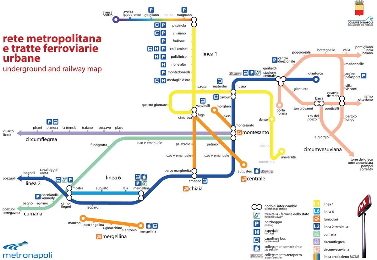 Mappa ferroviaria di napoli