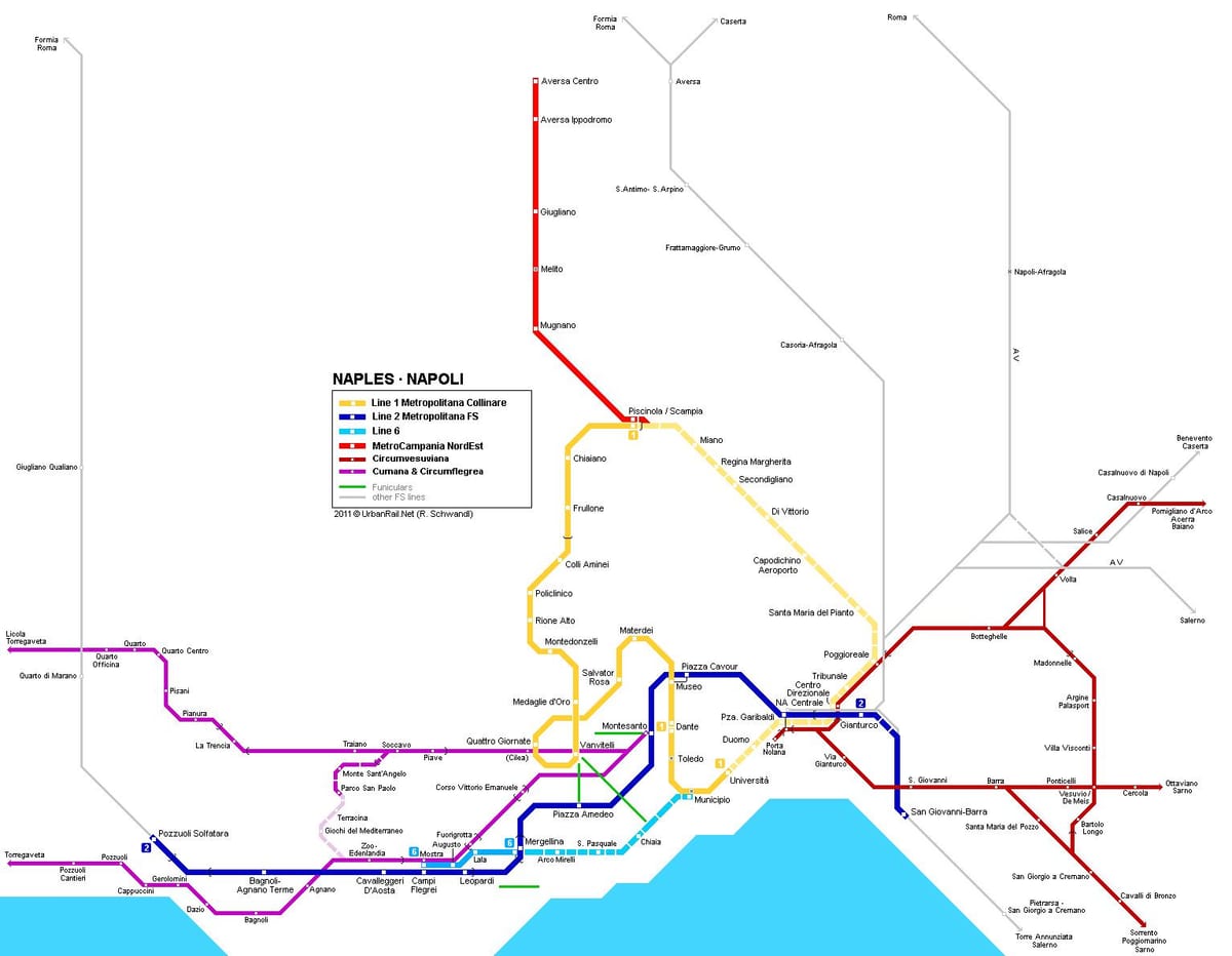 mappa della metropolitana di napoli