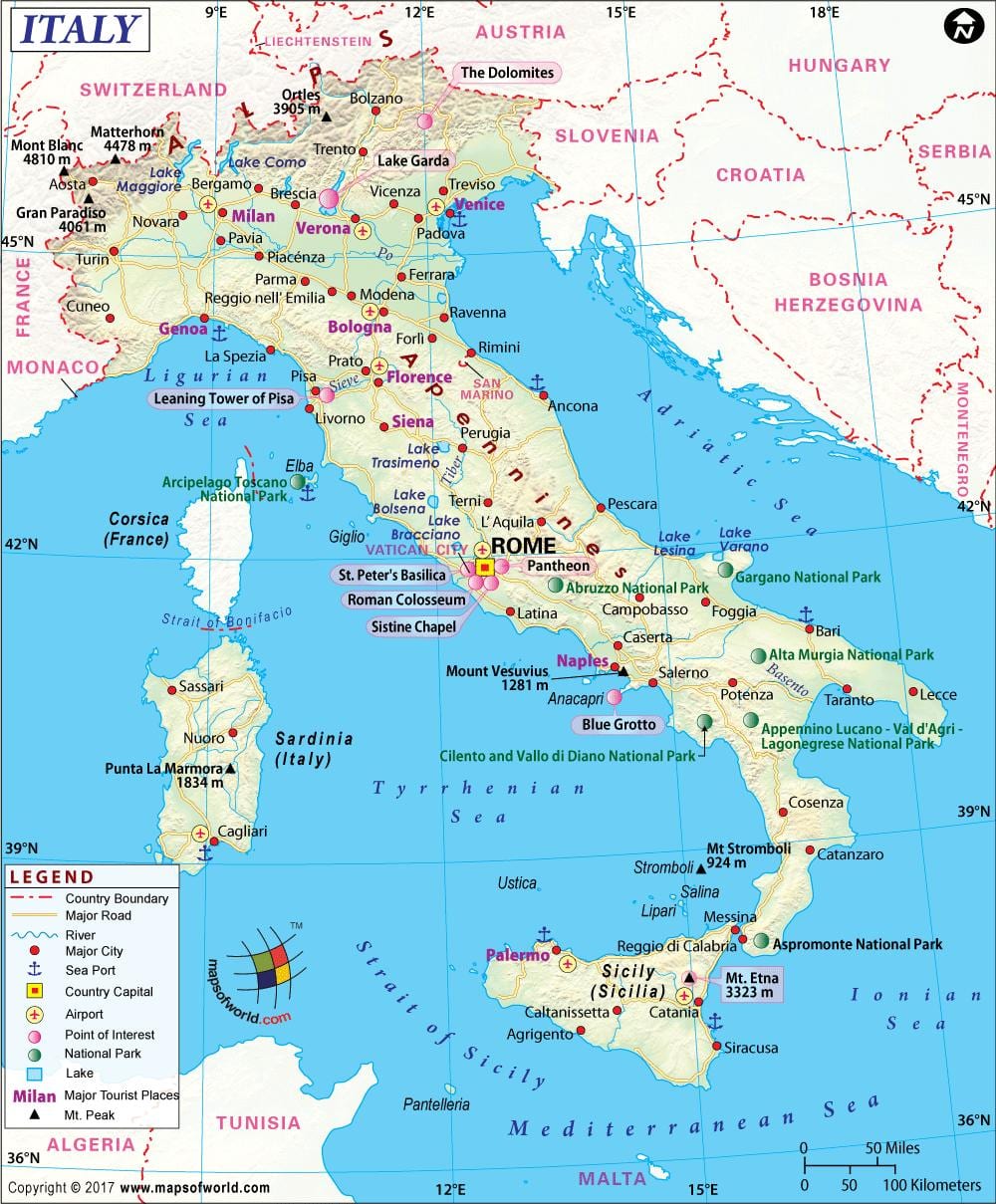 Mappa di napoli, italia zona circostante