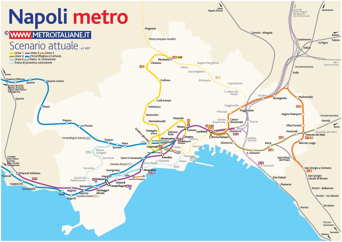 mappa della metropolitana di napoli