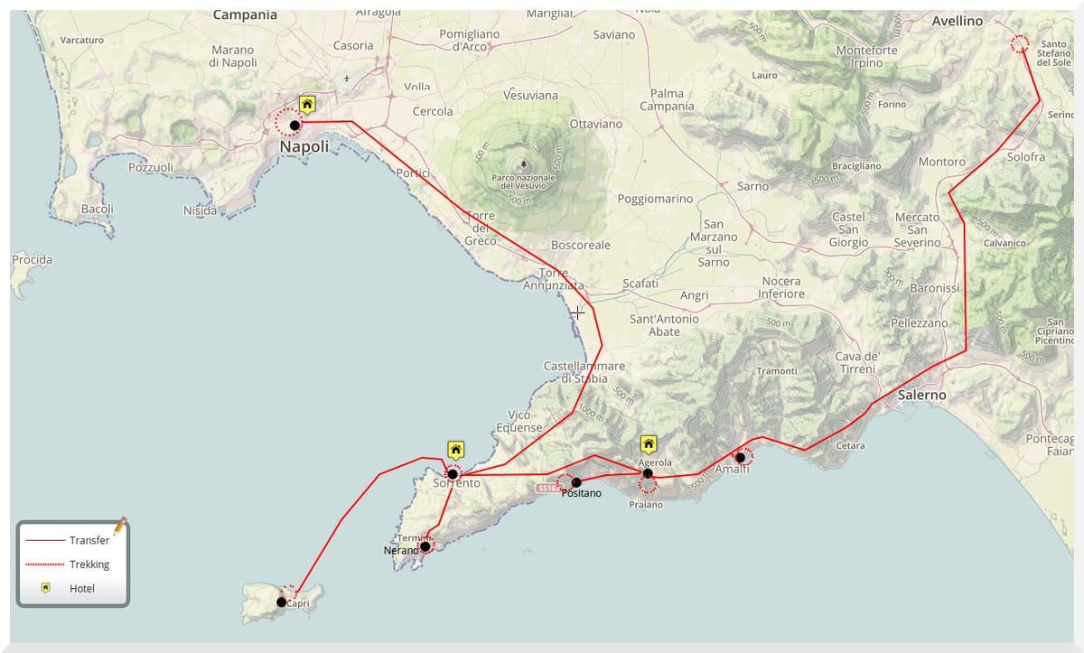 Mappa di napoli italia tour a piedi
