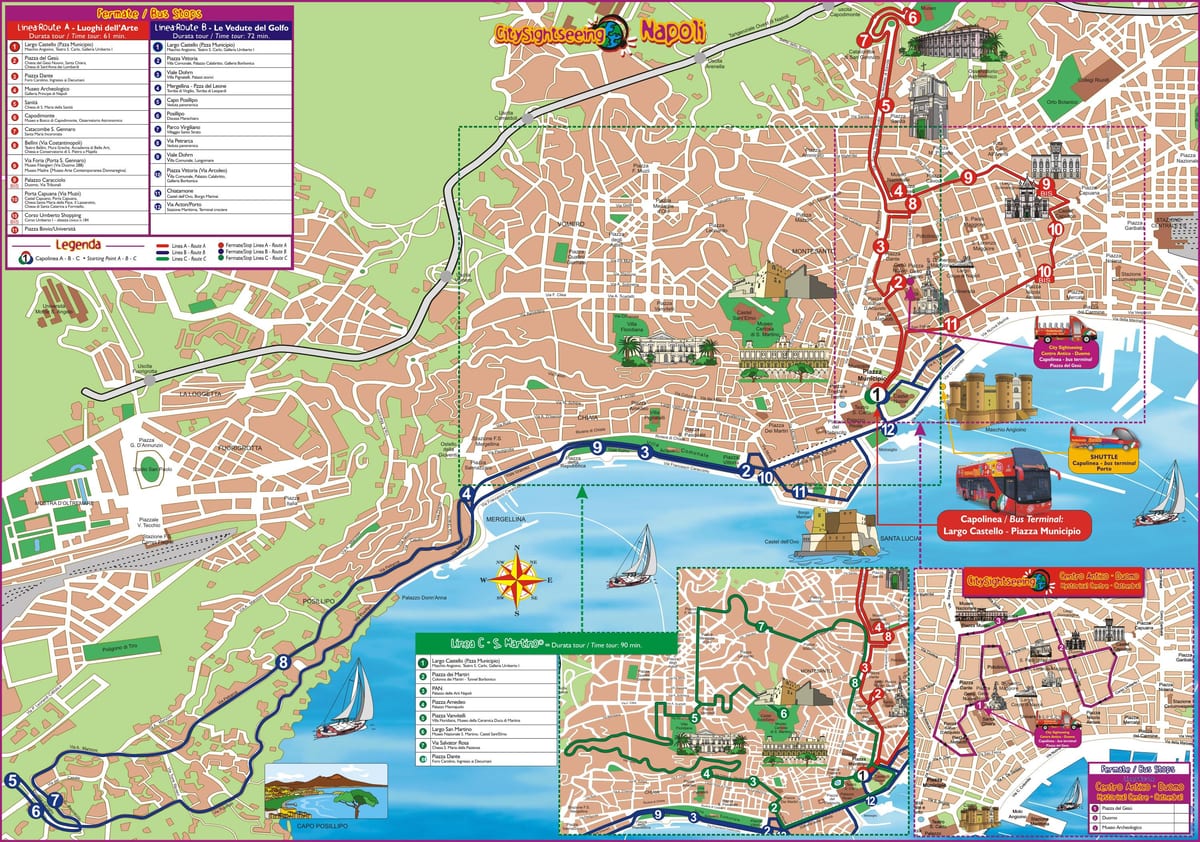 Mappa di napoli linee di autobus