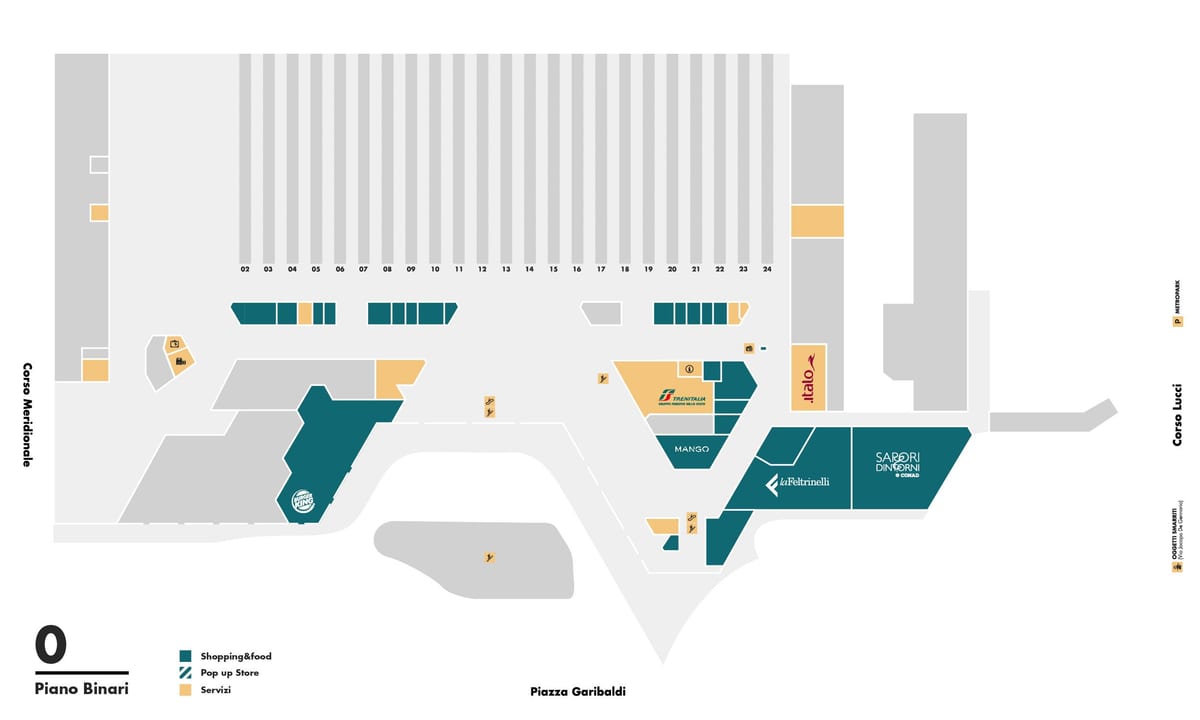 Mappa della stazione ferroviaria di napoli centrale